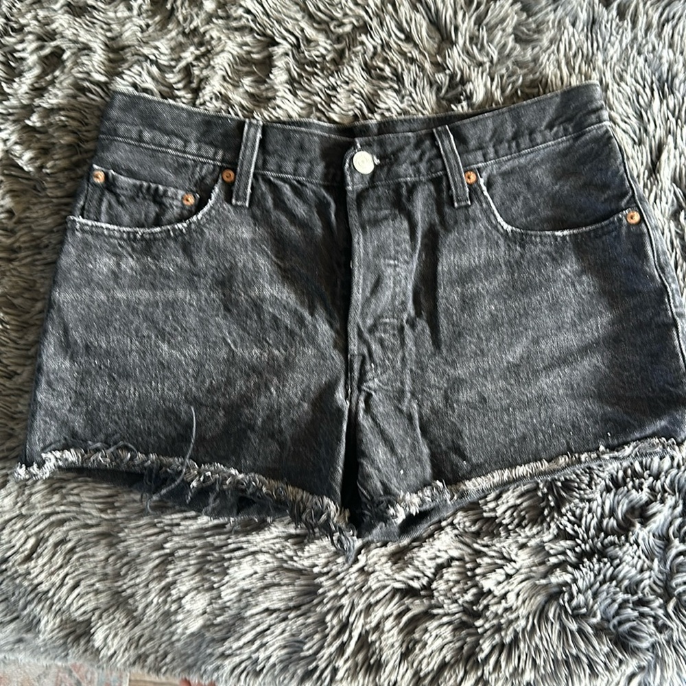 Levi’s washed black denim button fly shorts